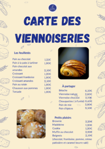 carte viennoiseries les Frères Boulangers