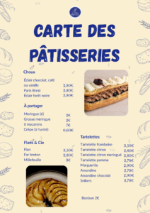 carte pâtisseries les Frères Boulangers